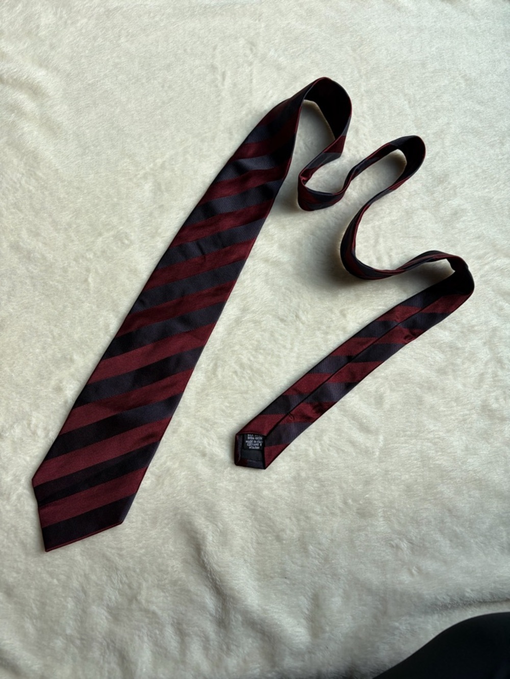 Hugo Boss Burgundy and Navy Diagonal Stripe Tie